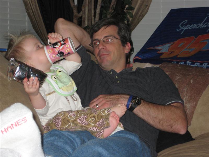 DaddysBirthday-13.JPG - Drink up Daddy, it's your birthday!