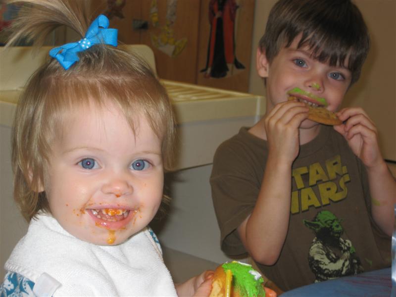 Jess_SchoolFarewell-2.JPG - Kind of gross but funky all in one picture!?... "Orange, your mouth is hmm."  (Sorry, channeling Yoda there for a sec.)